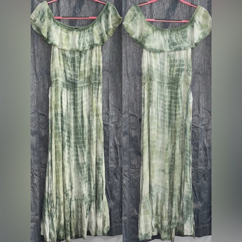 NWOT! Derek Heart Tie Dye Maxi Dress On / Off The Shoulder Tie Waist Maxi Dress